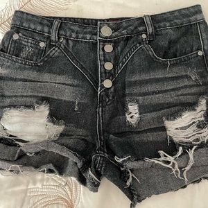 Distressed Black Jean Shorts, New With Tags